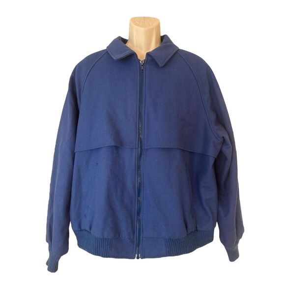 Vintage Pendleton Jacket Mens XL Blue Virgin Wool Bomber Flannel Lined 80s Coat - Picture 1 of 12